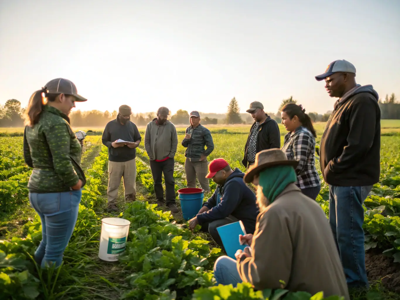 A heartwarming image of farmers collaborating and supporting each other at a FarmLink Market Kenya event, showcasing the strong sense of community within the platform.