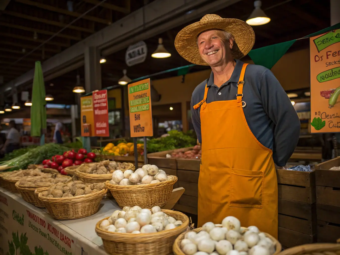 A vibrant image showcasing a local Kenyan farmer proudly displaying their freshly harvested produce at a market stall, emphasizing the direct connection between consumers and local producers.
