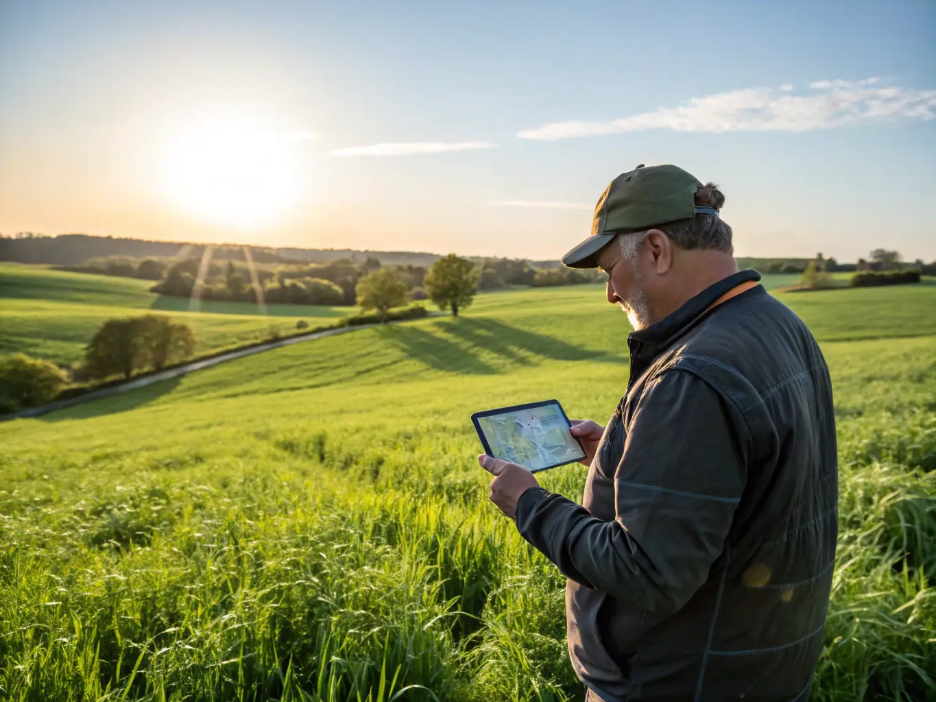 A photograph of a farmer using the FarmLink Market Kenya mobile app to manage their product listings and track sales, highlighting the ease and convenience of the platform.