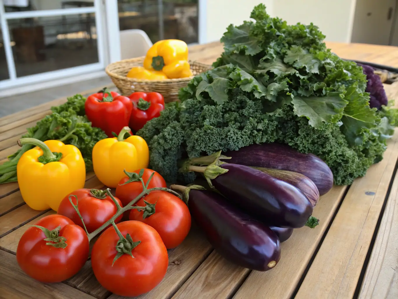 A close-up shot of a variety of fresh, locally grown fruits and vegetables, highlighting their vibrant colors and textures, emphasizing the superior quality and freshness of local produce.